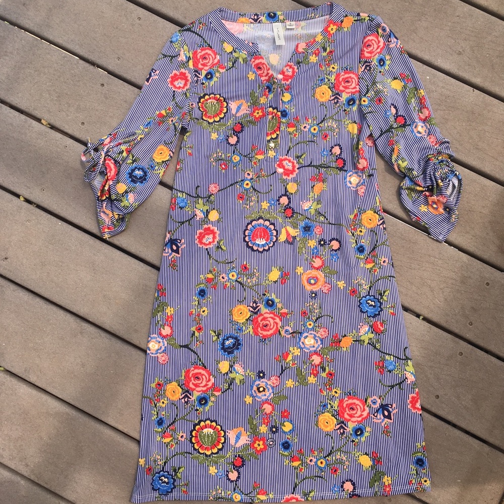 Floral and stripe dress